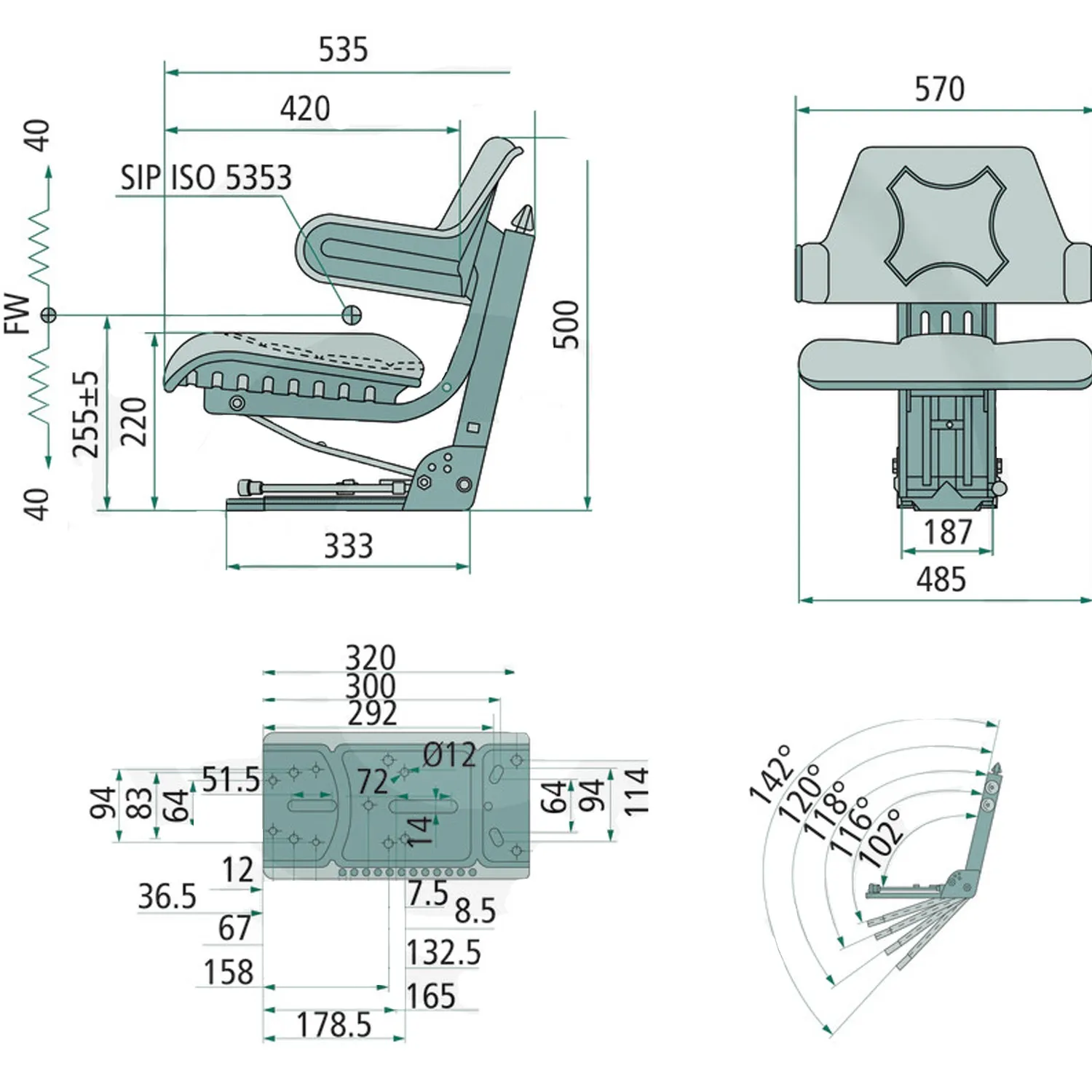 Asiento tractor universal negro - Imagen 2