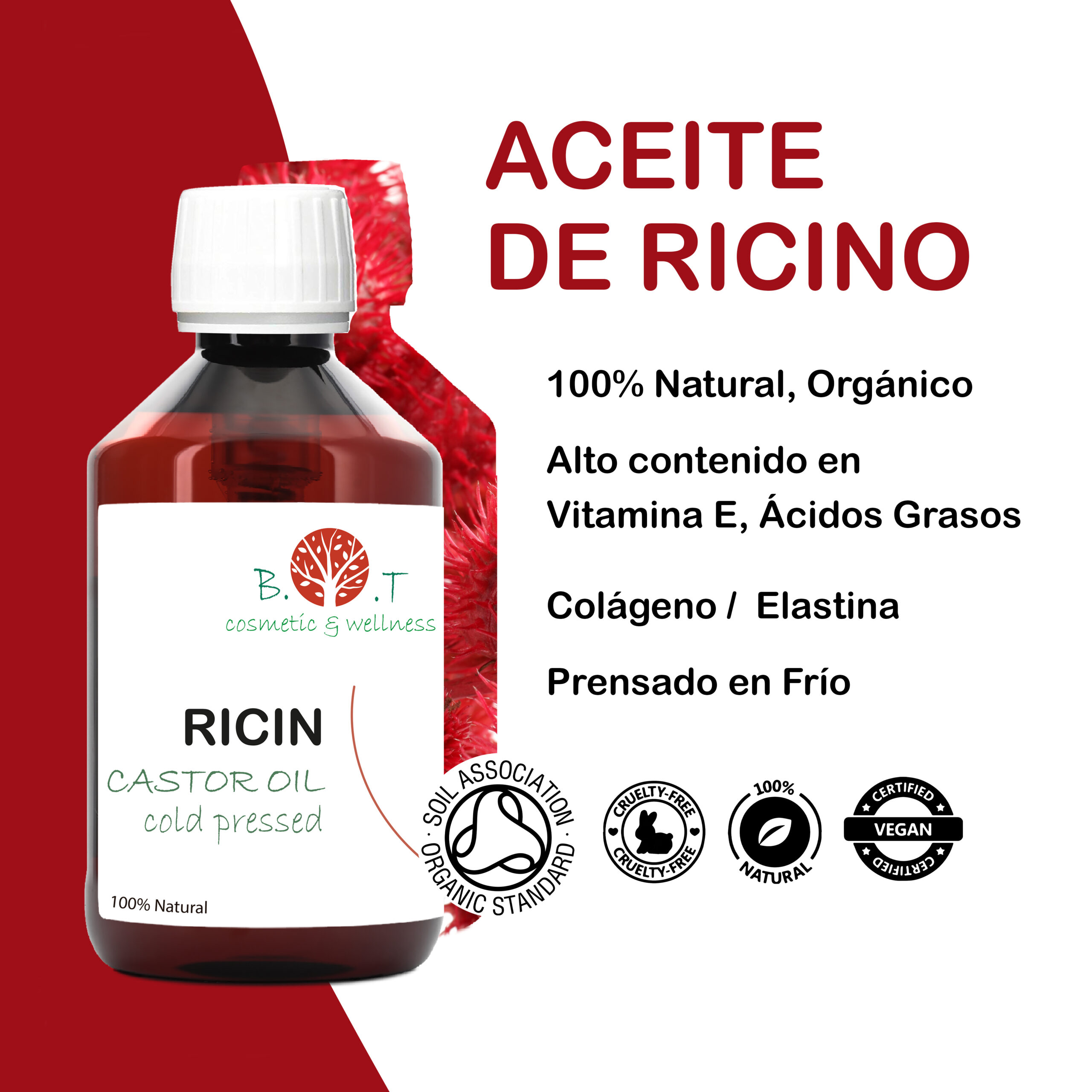Aceite de ricino puro prensado en frío | Aceite para pestañas, pelo y piel - Imagen 7
